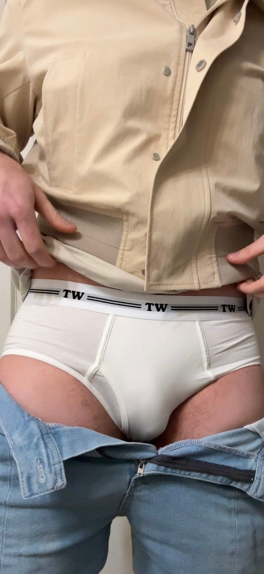 (Coming soon - Not Sold Yet - Not "Sold Out") Classic White Briefs (TW Waistband)