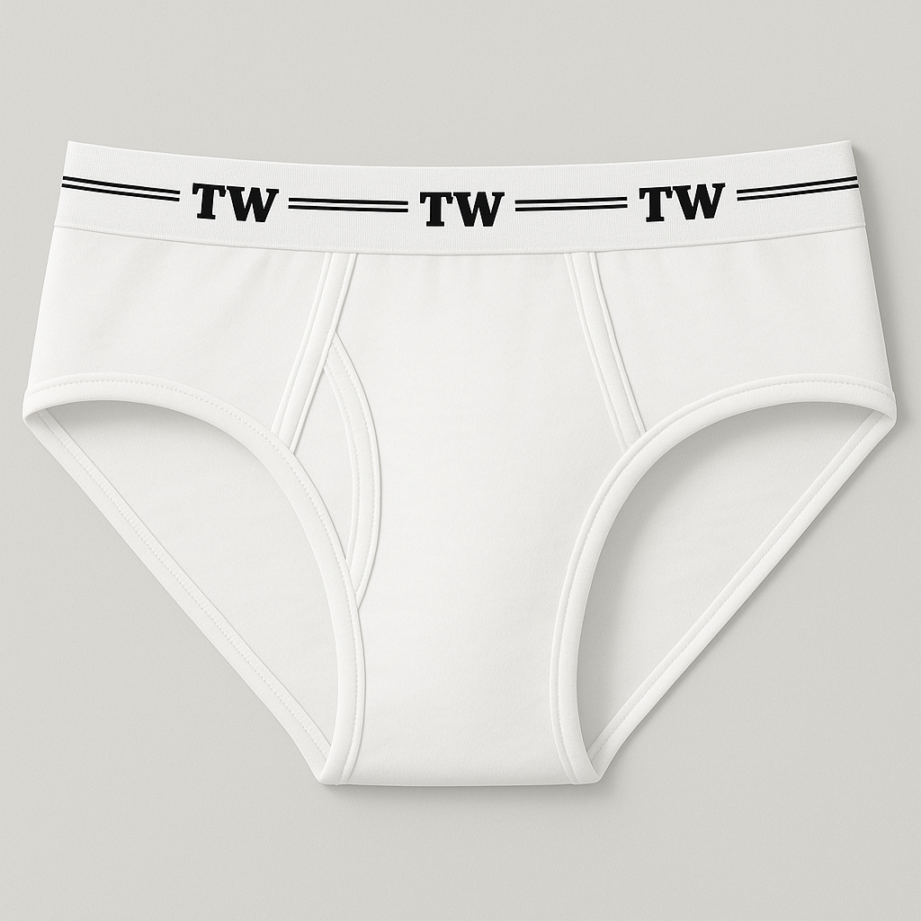 (Coming soon - Not Sold Yet - Not "Sold Out") Classic White Briefs (TW Waistband)