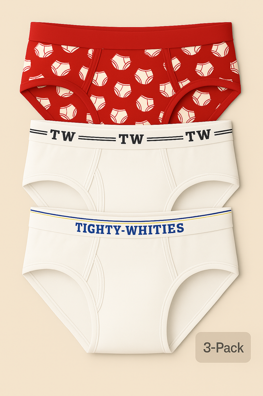3-Pack Briefs (Tighty-Whities/TW/Red Retro Brief) + Free Shipping!